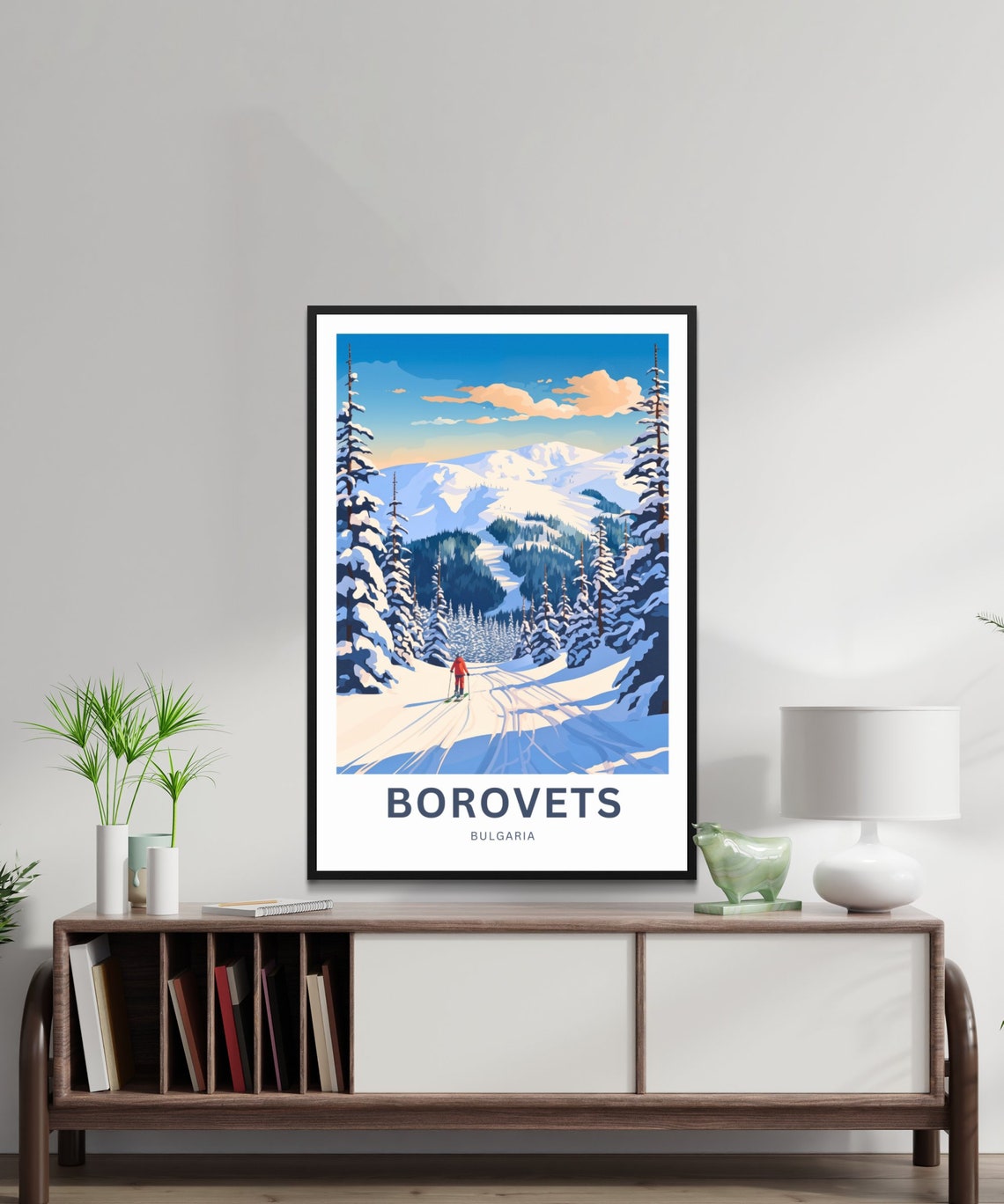 Borovets Bulgaria Alpine Skier Descent Powder Personalized Poster - Image 2