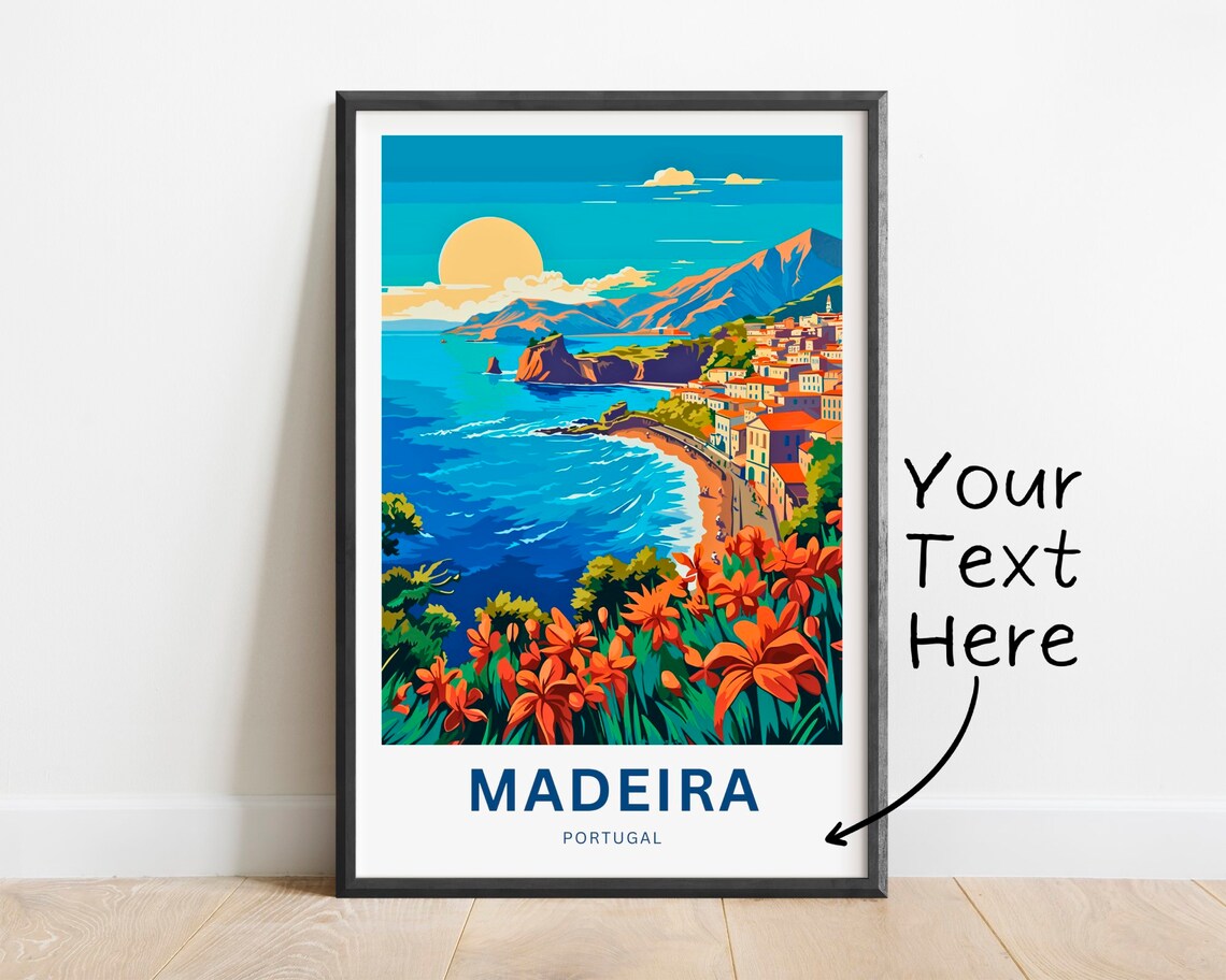 Personalized Madeira Travel Poster, Portugal Wall Art