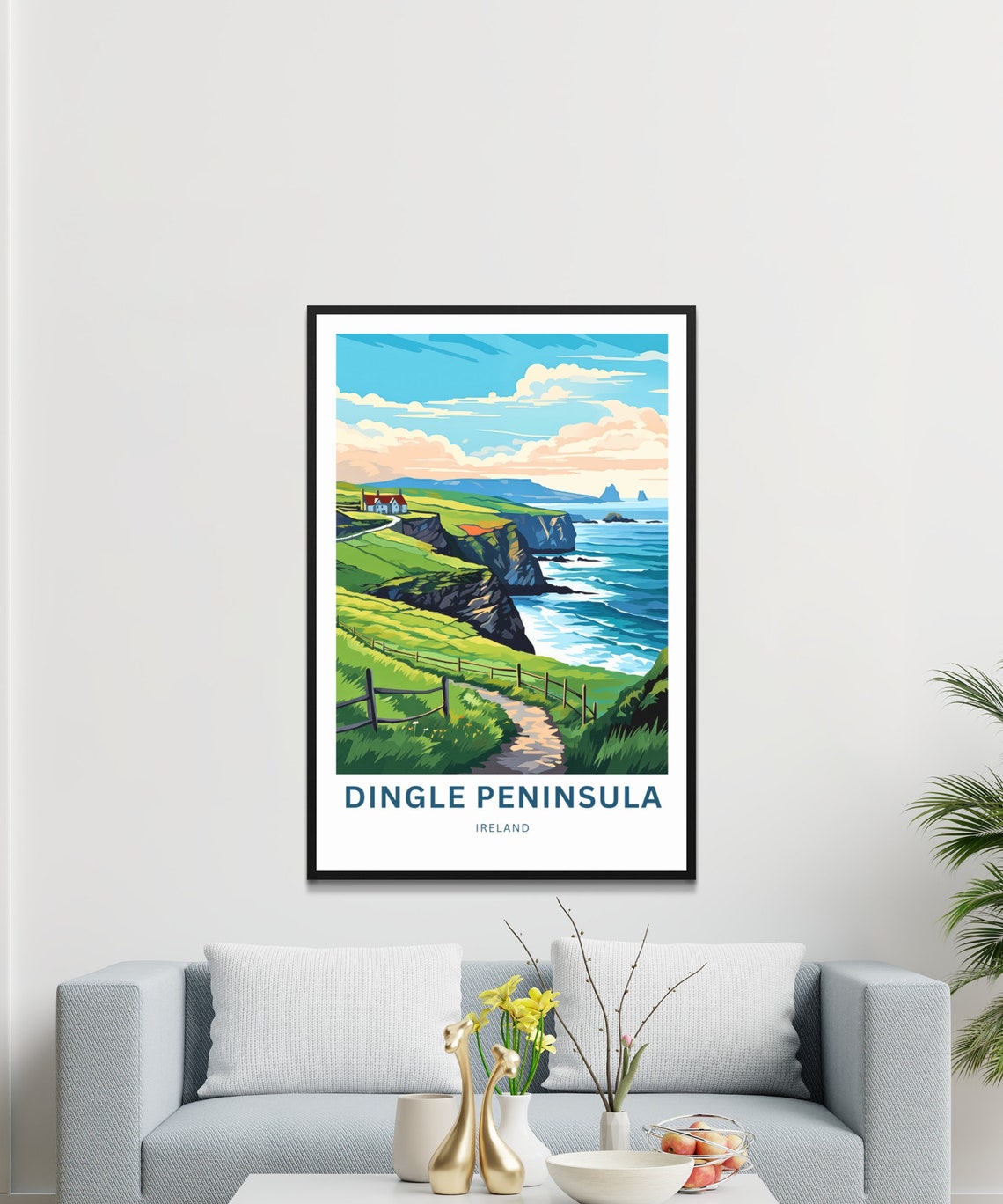 Dingle Peninsula Ireland Vintage Cliffs Path Cottage Travel Poster - Image 3