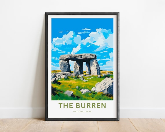 The Burren National Park Ireland Ancient Dolmen Travel Poster