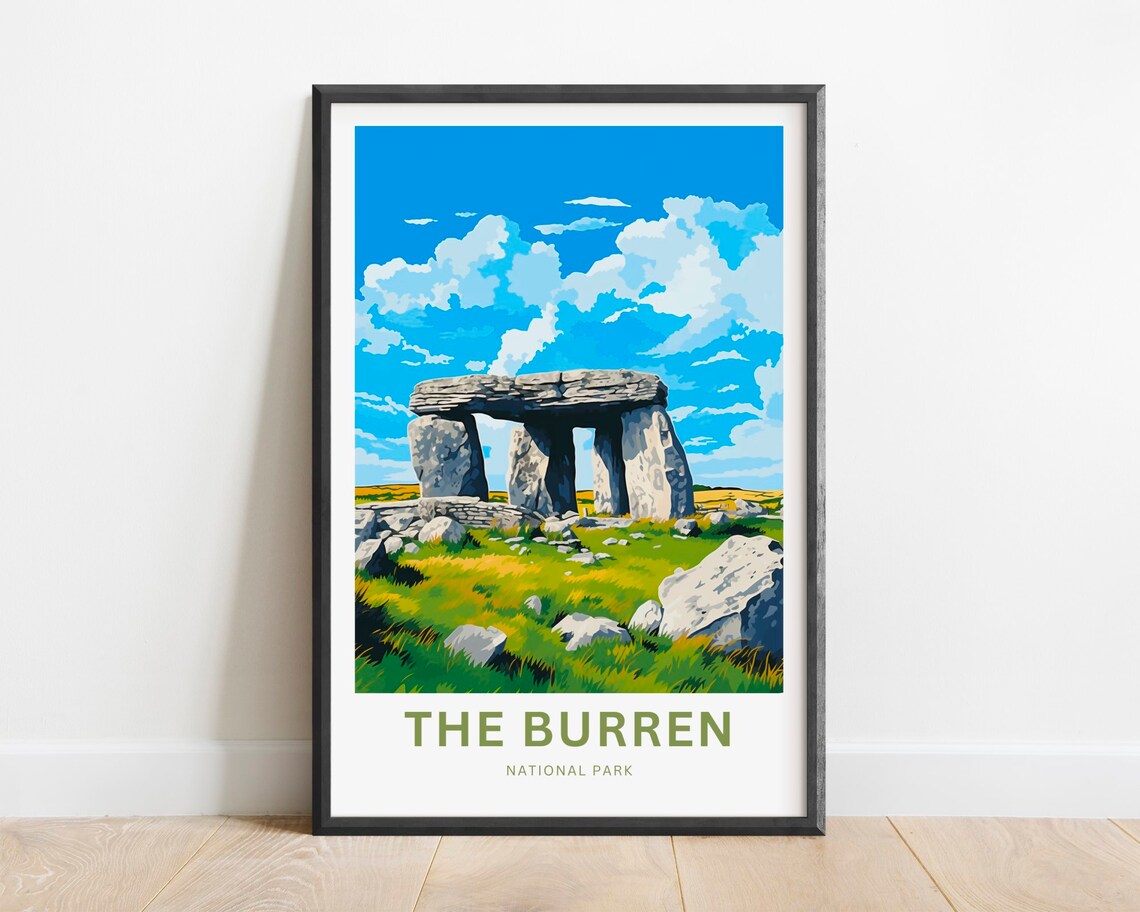 The Burren National Park Ireland Ancient Dolmen Travel Poster