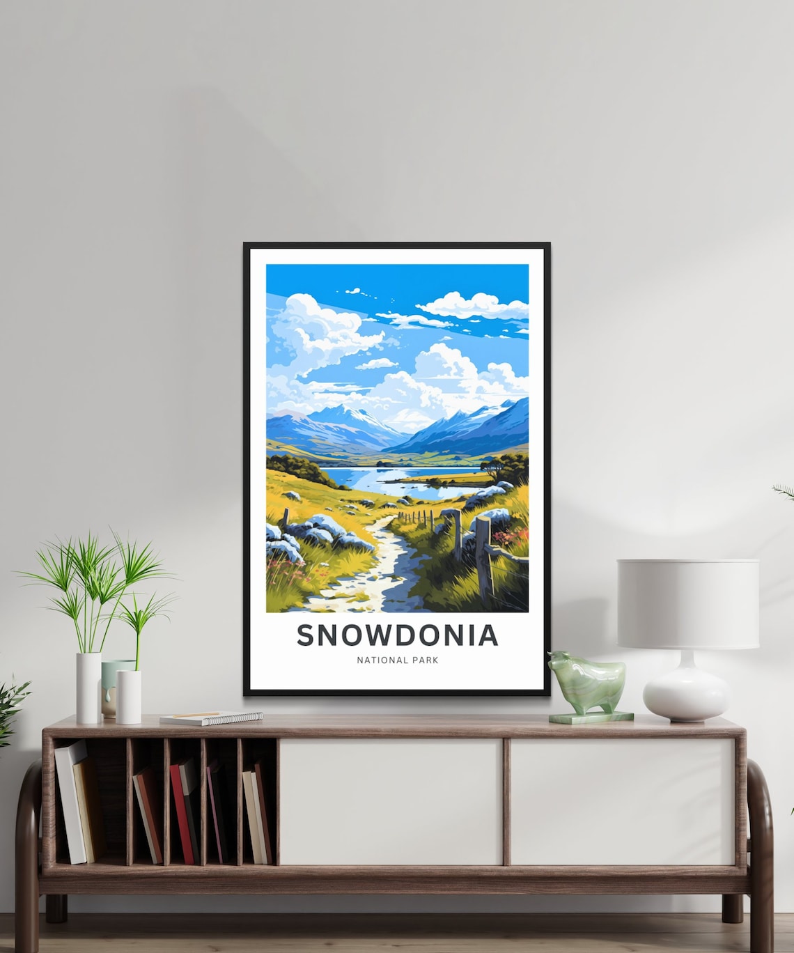 Snowdonia National Park Fenced Mountain Trail Lakeside View Travel Poster - Image 3