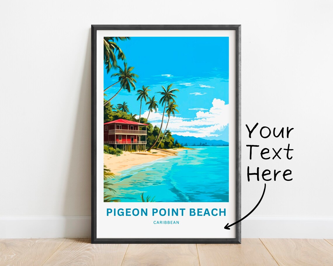 Personalized Pigeon Point Beach Travel Poster, Tobago - Image 3