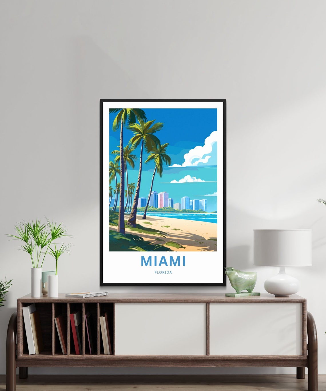 Miami Florida Palm Beach Skyline Sunny Coastal Travel Poster - Image 2
