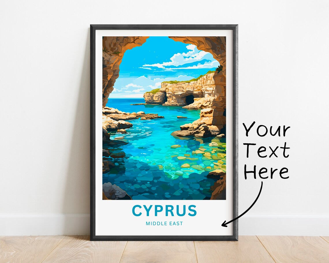 Cyprus Sea Cave Arch Coast Crystal Waters Vintage Travel Poster - Image 2