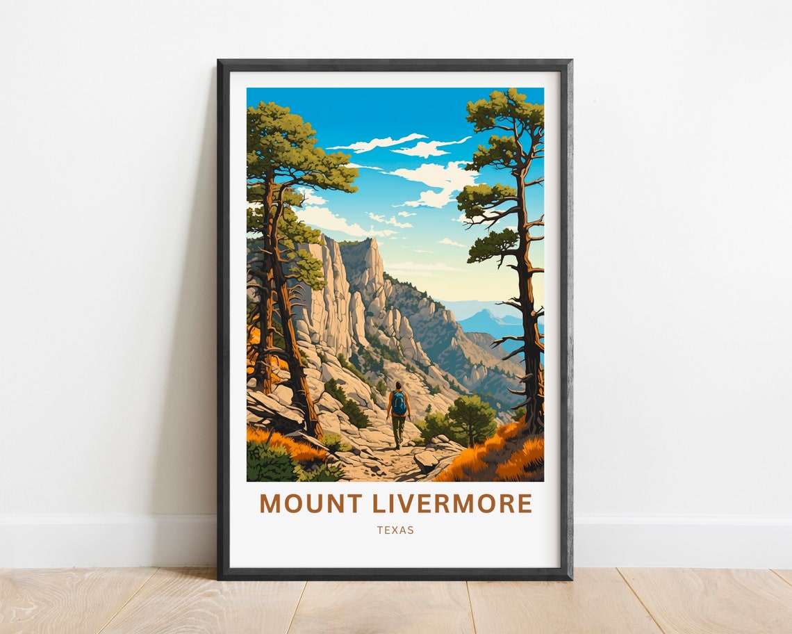 Mount Livermore Texas Hiker Trail Between Rocky Peaks Poster