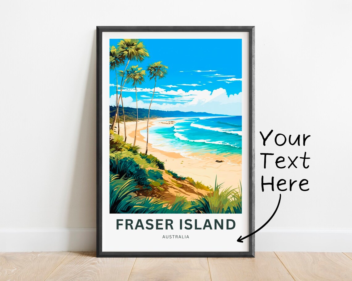 Personalized Fraser Island Australia Custom Text Beach Travel Poster