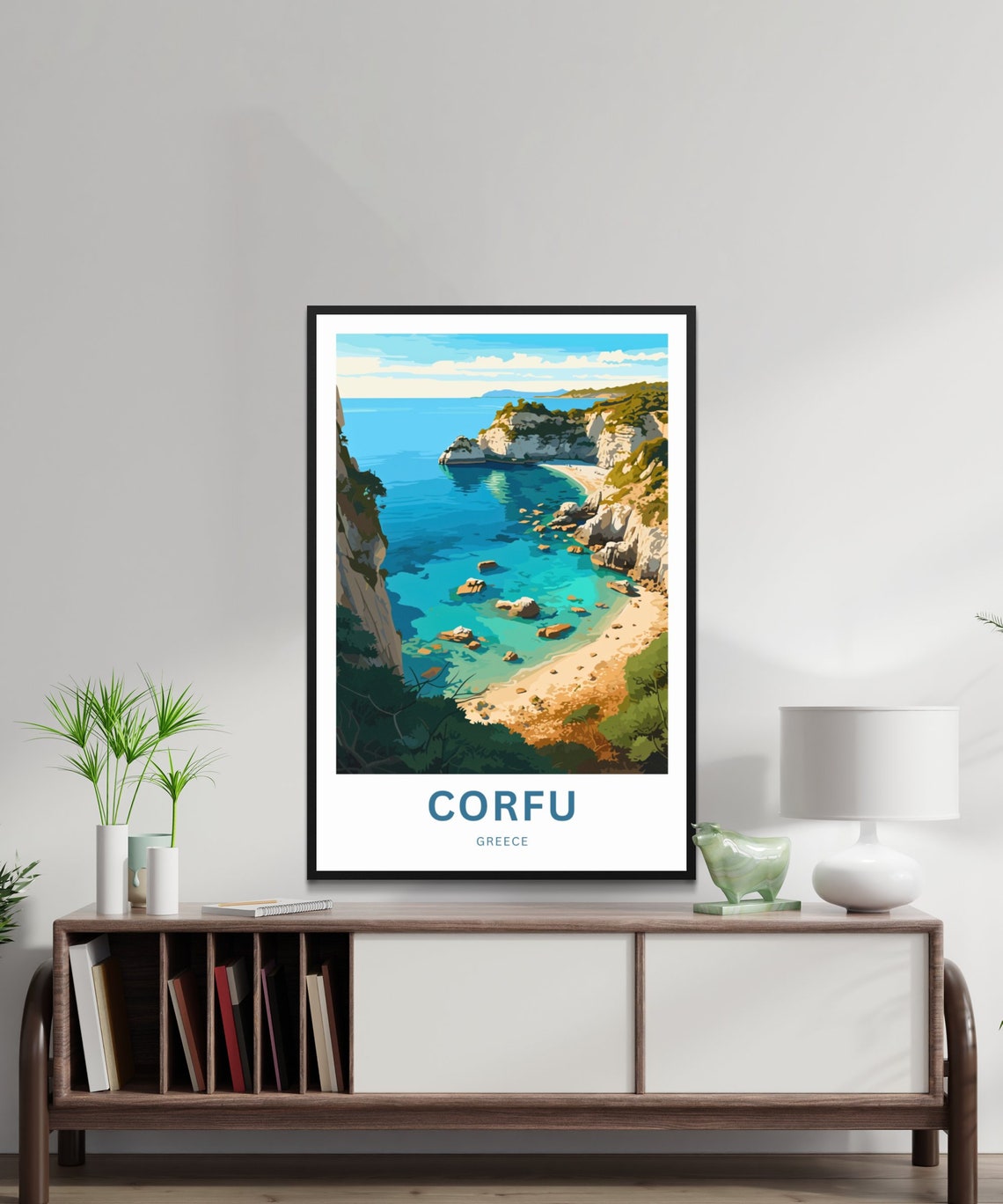 Corfu Greece Turquoise Rocky Beach Personalized Island Poster - Image 2