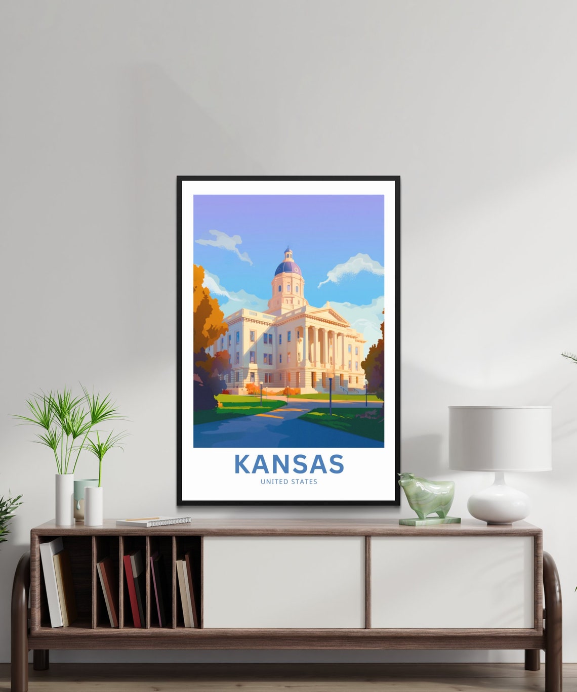 Personalized Kansas Historic Domed Capitol Building Travel Poster - Image 2