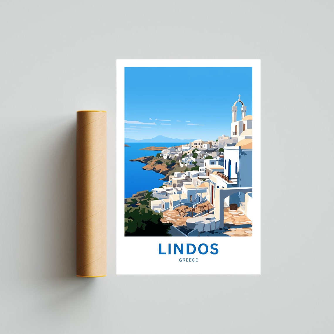Personalized Lindos Greece Village Coast Custom Travel Poster - Image 4