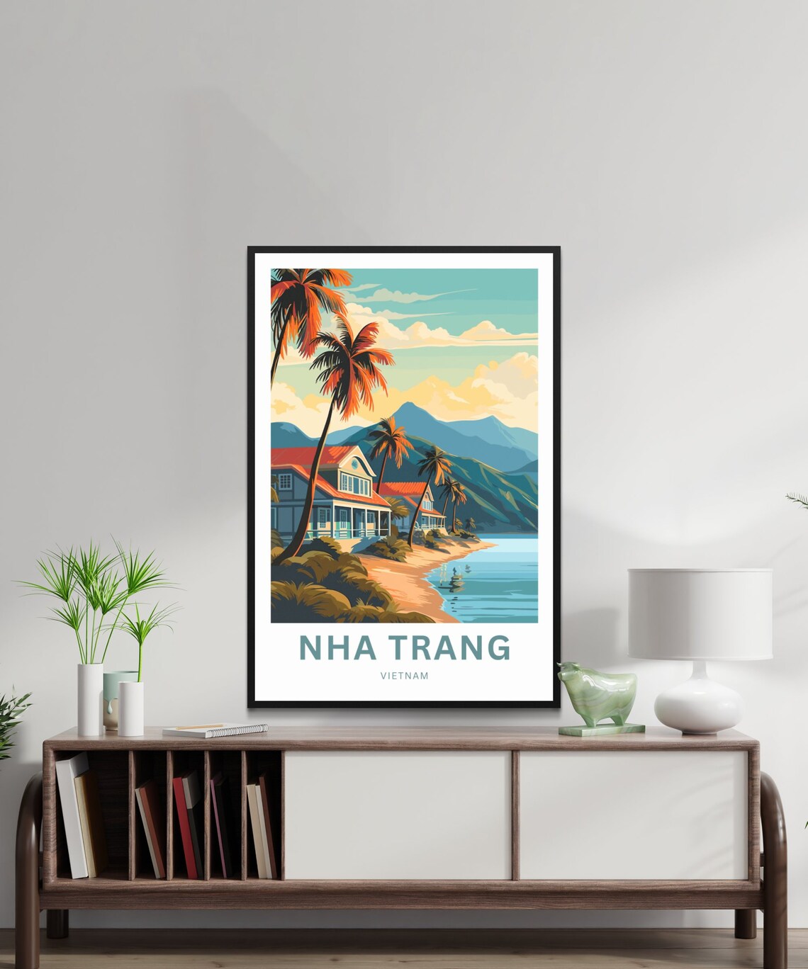 Personalized Nha Trang Vietnam Beach Villas Custom Text Travel Poster - Image 2