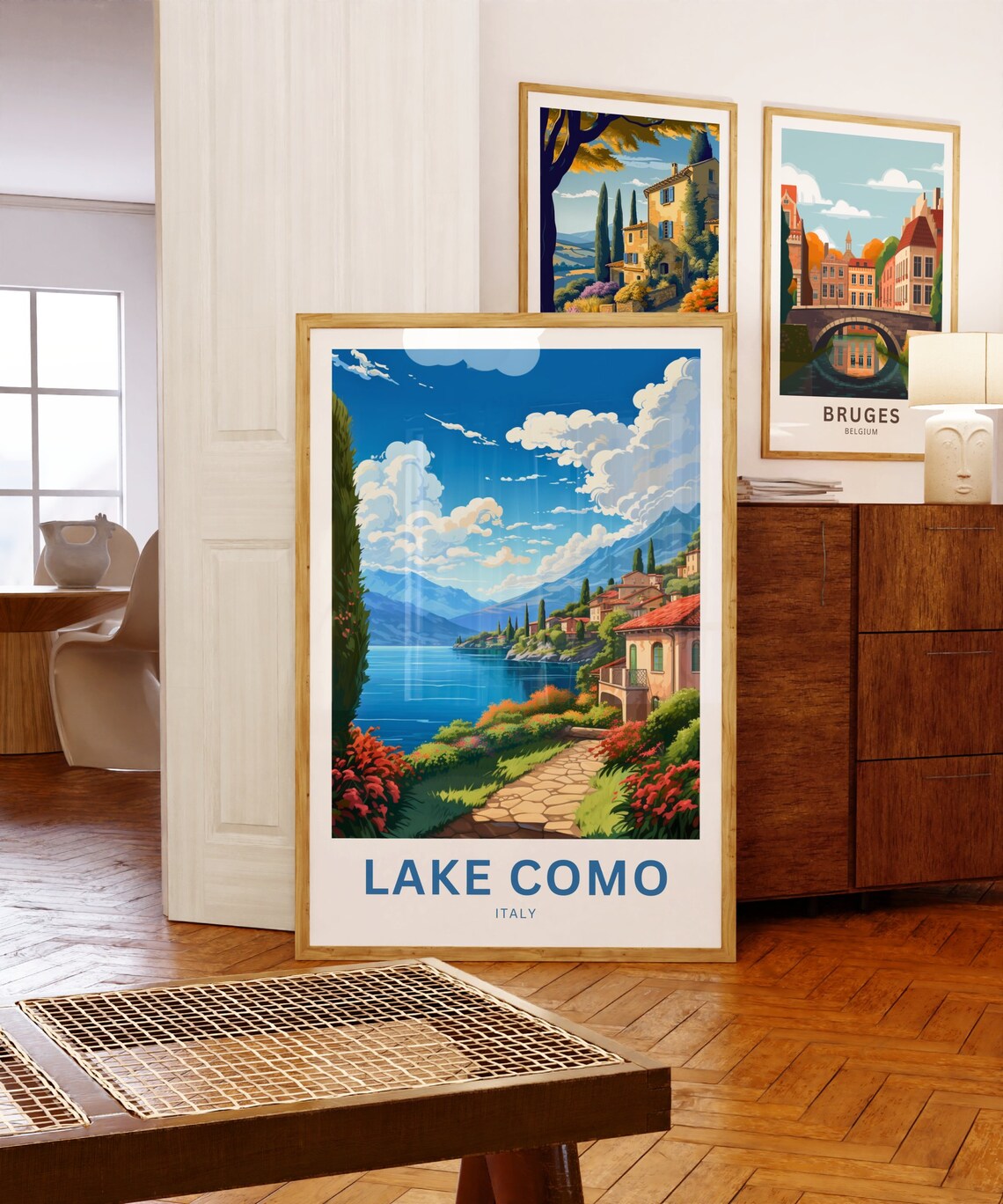 Lake Como Italy Lakeside Garden Path Cypress Trees Travel Poster - Image 5