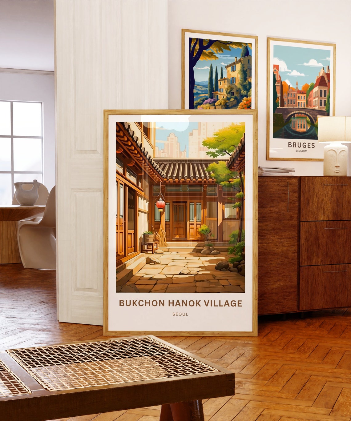 Bukchon Hanok Village Seoul Courtyard Custom Text Personalized Poster - Image 5