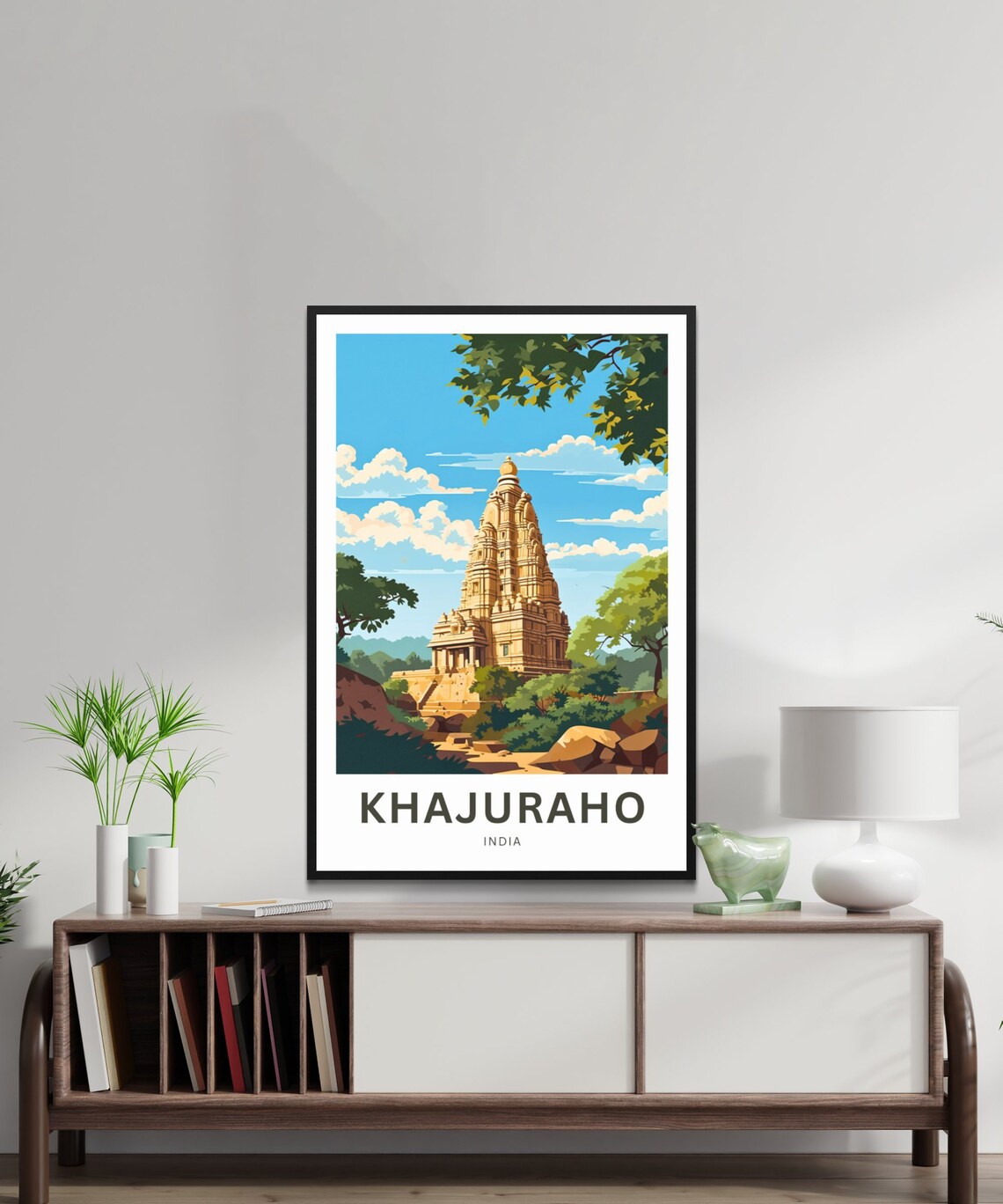Khajuraho Temple India Sandstone Carved Tower Art Travel Poster - Image 2