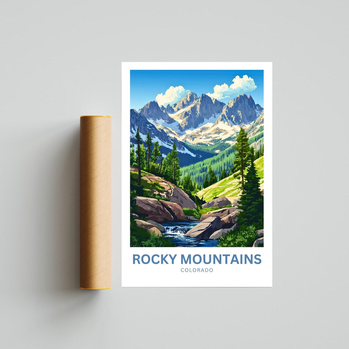 Rocky Mountains Colorado Snowcapped Peaks Mountain View Poster - Image 3