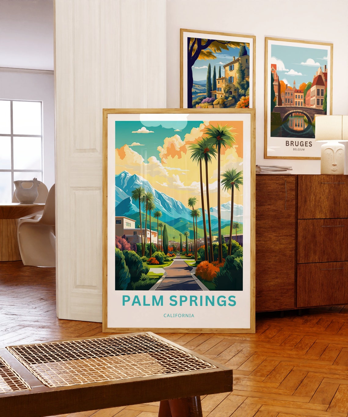 Palm Springs California Palm Trees Mountain Oasis Art Travel Poster - Image 5