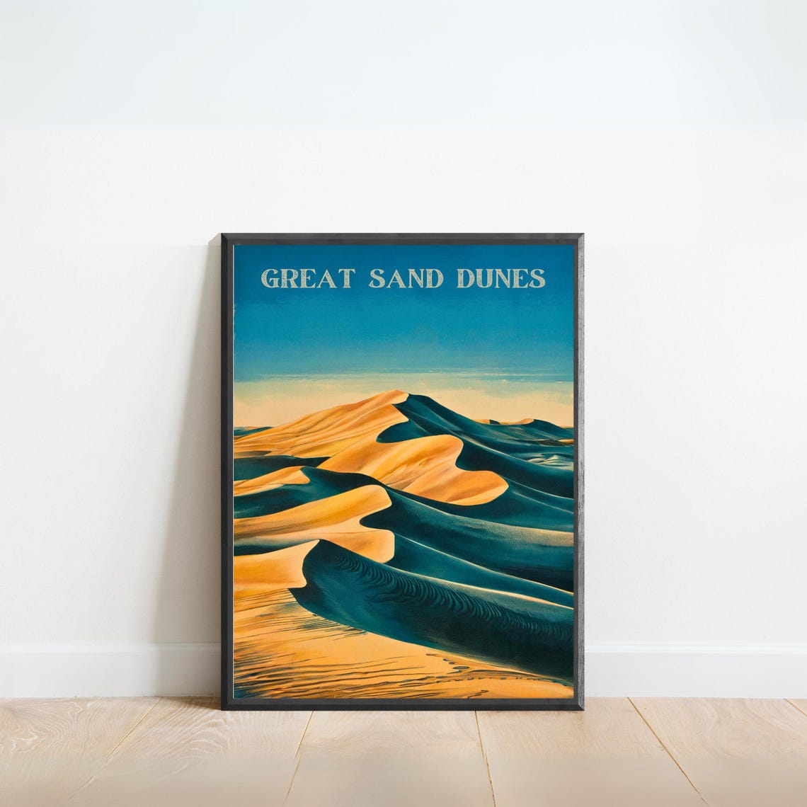 Great Sand Dunes Colorado Blue Sky Golden Dune Waves Art Poster