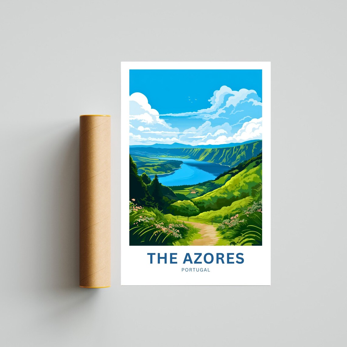 The Azores Portugal Personalized Crater Lake Valley View Travel Poster - Image 4