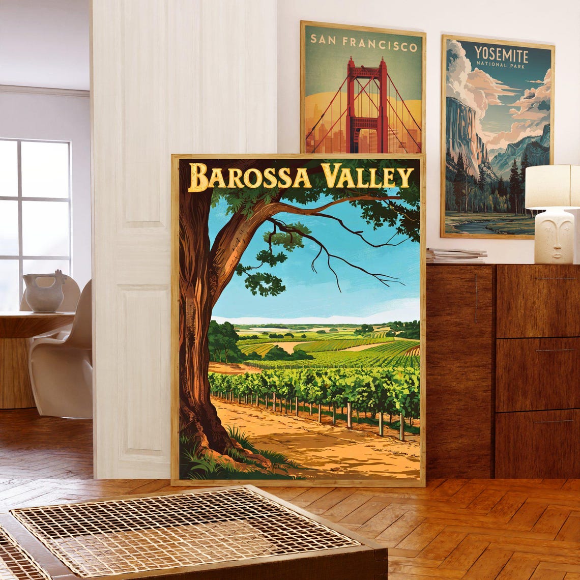 Barossa Valley Vintage Poster with Ancient Tree Overlooking Vineyard - Image 5