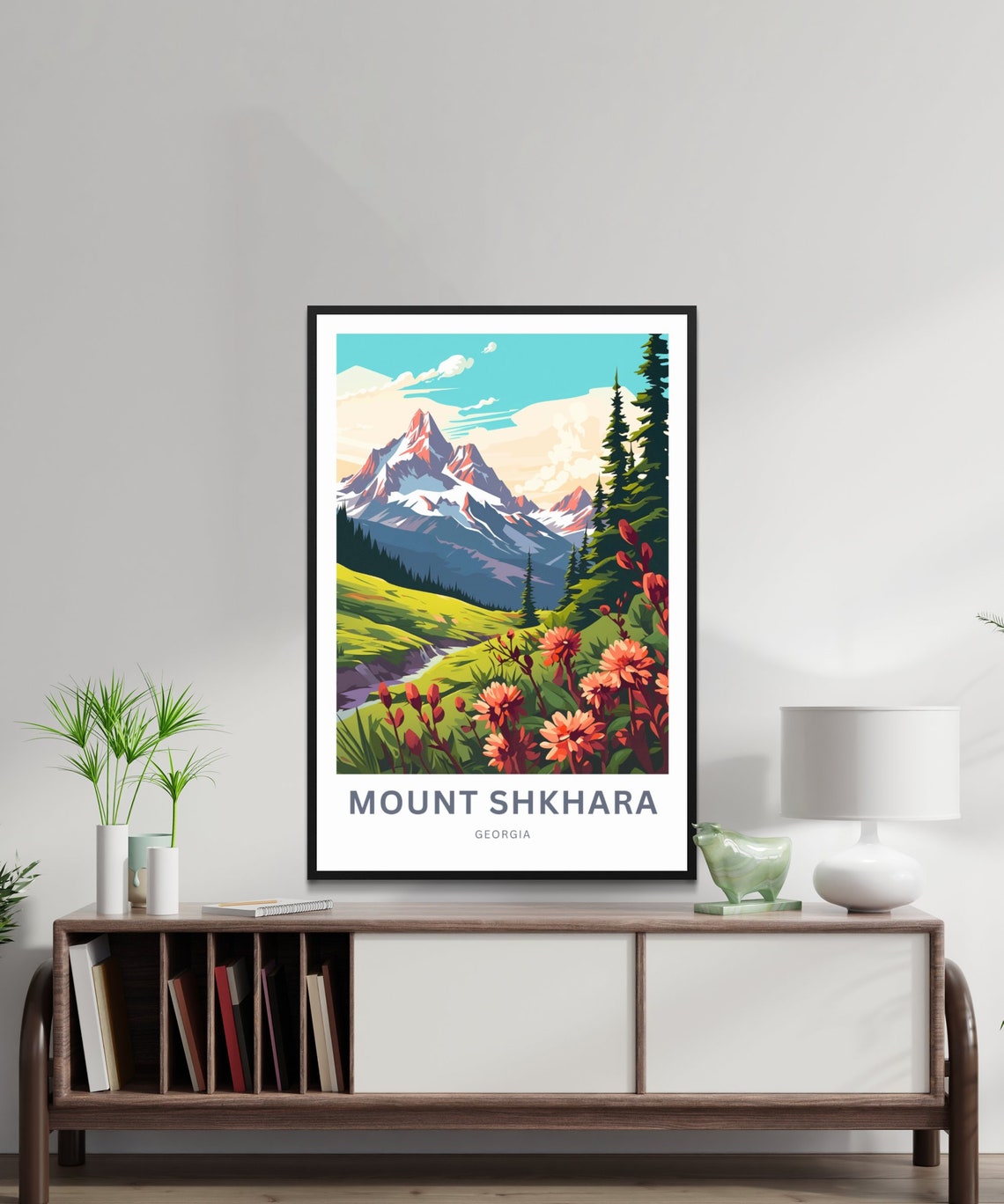 Mount Shkhara Georgia Alpine Wildflower Meadow Personalized Poster - Image 2