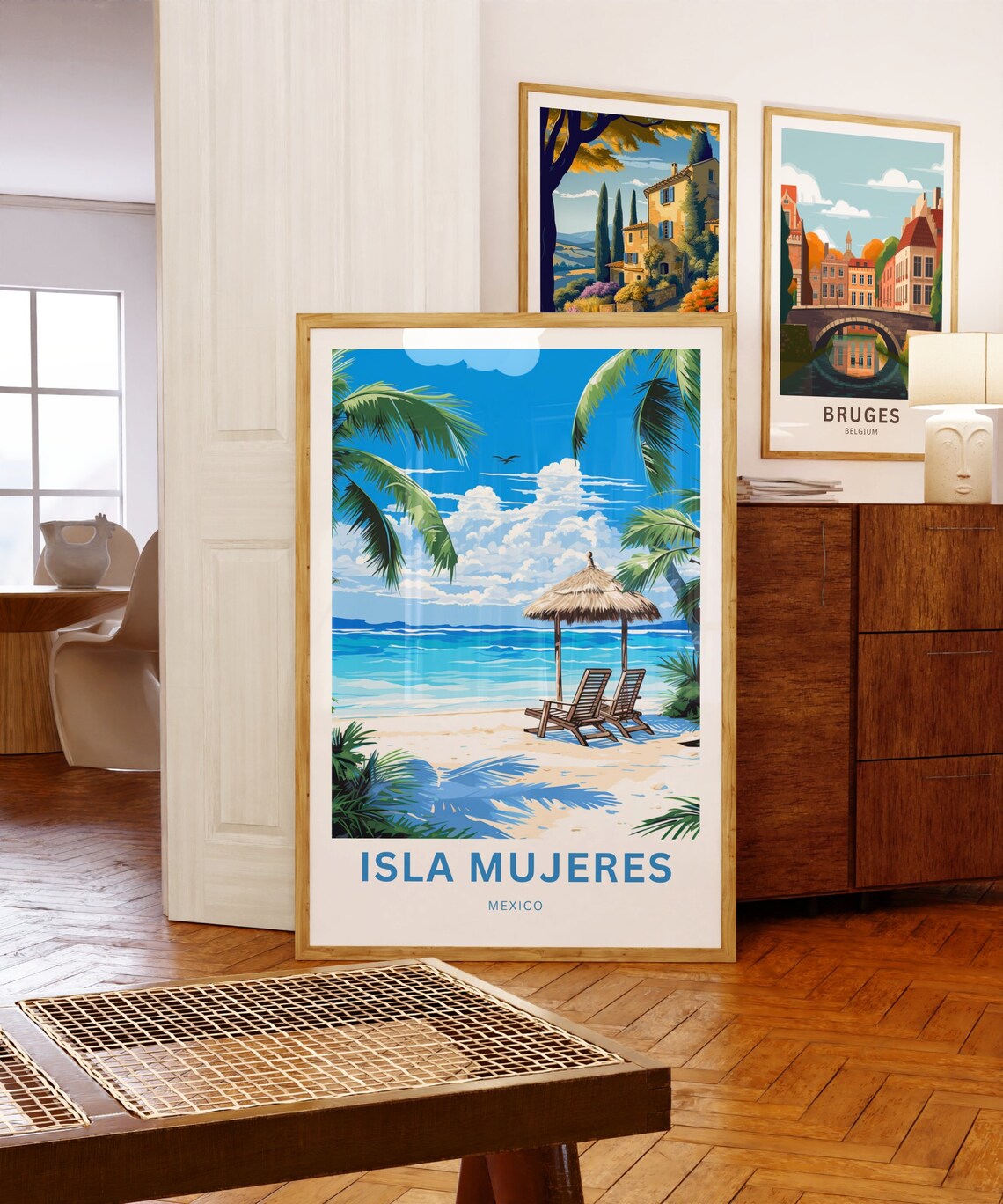 Personalized Isla Mujeres Mexico Palapa Beach Loungers Poster - Image 5