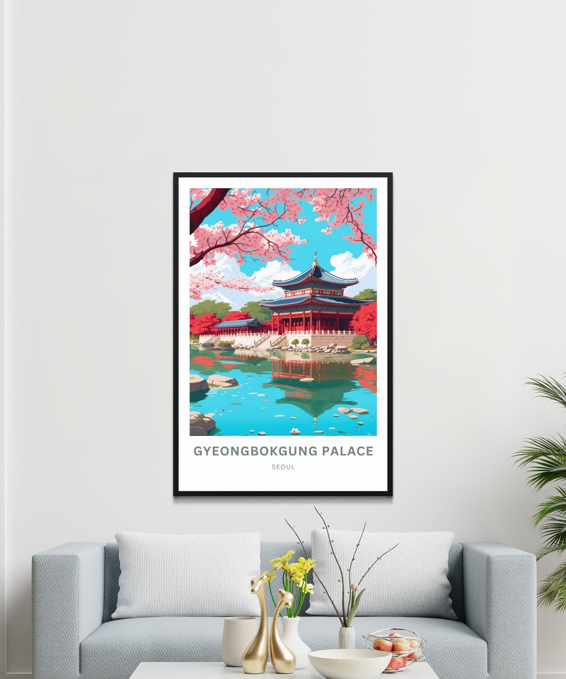 Personalized Gyeongbokgung Palace Seoul Spring Blossom Scene Poster - Image 3