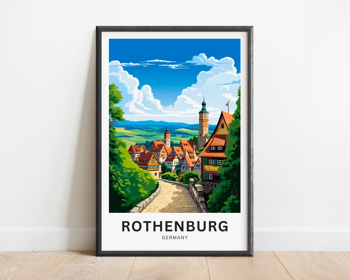 Rothenburg Germany Medieval Old Town Cobblestone Street Poster