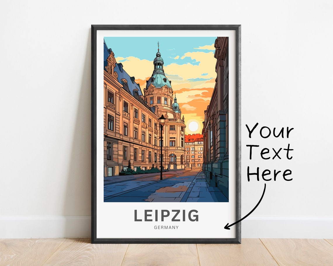 Leipzig Germany Personalized Historic Street Sunset Travel Poster