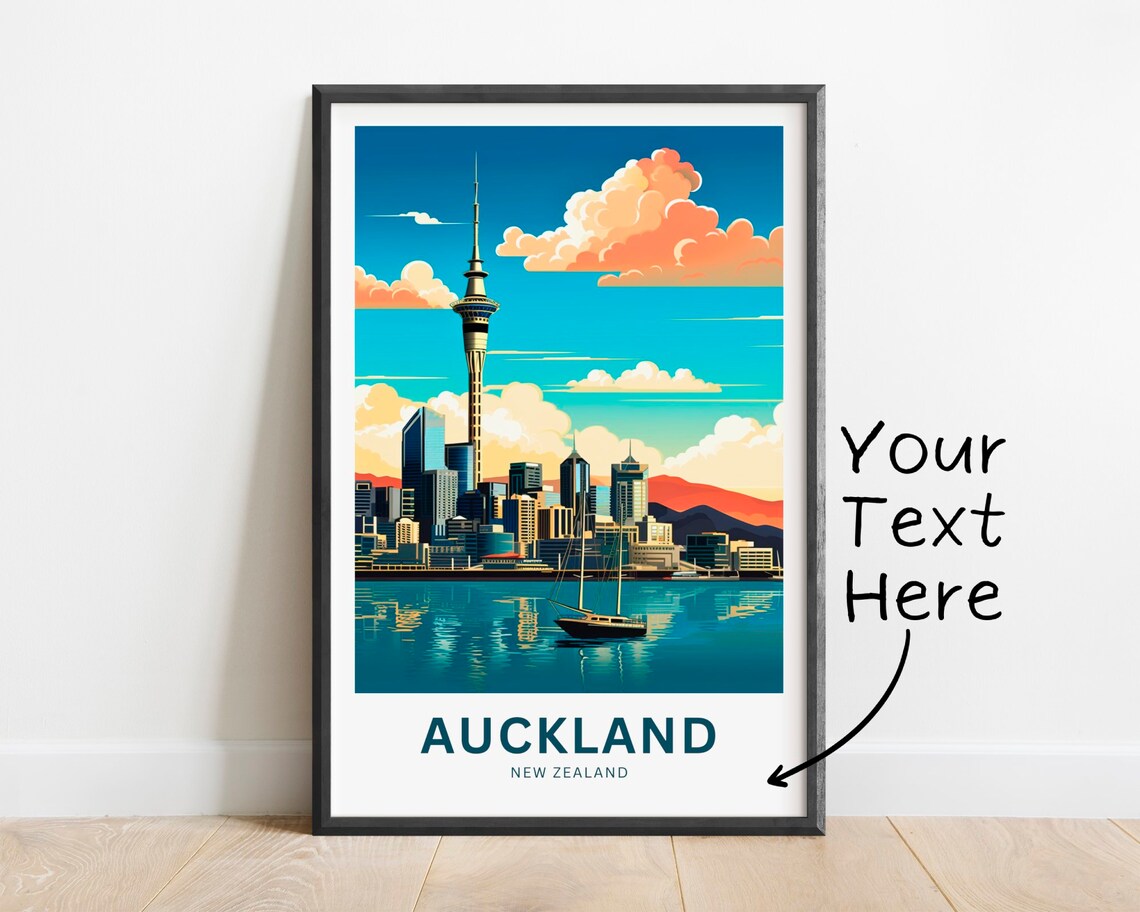 Auckland Personalized Sky Tower Skyline New Zealand Travel Poster