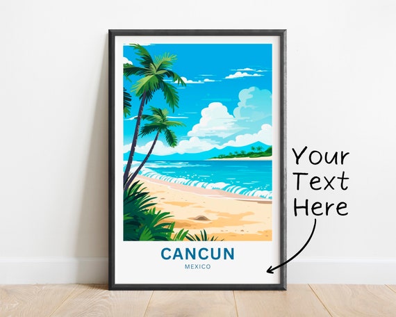 Personalized Cancun Travel Print Cancun Poster Mexico Wall Art Framed Present Gift Mexico Present