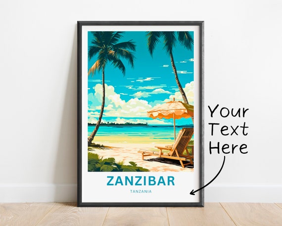 Personalized Zanzibar Travel Print Zanzibar Poster Tanzania Wall Art Framed Present Gift Tanzania Present