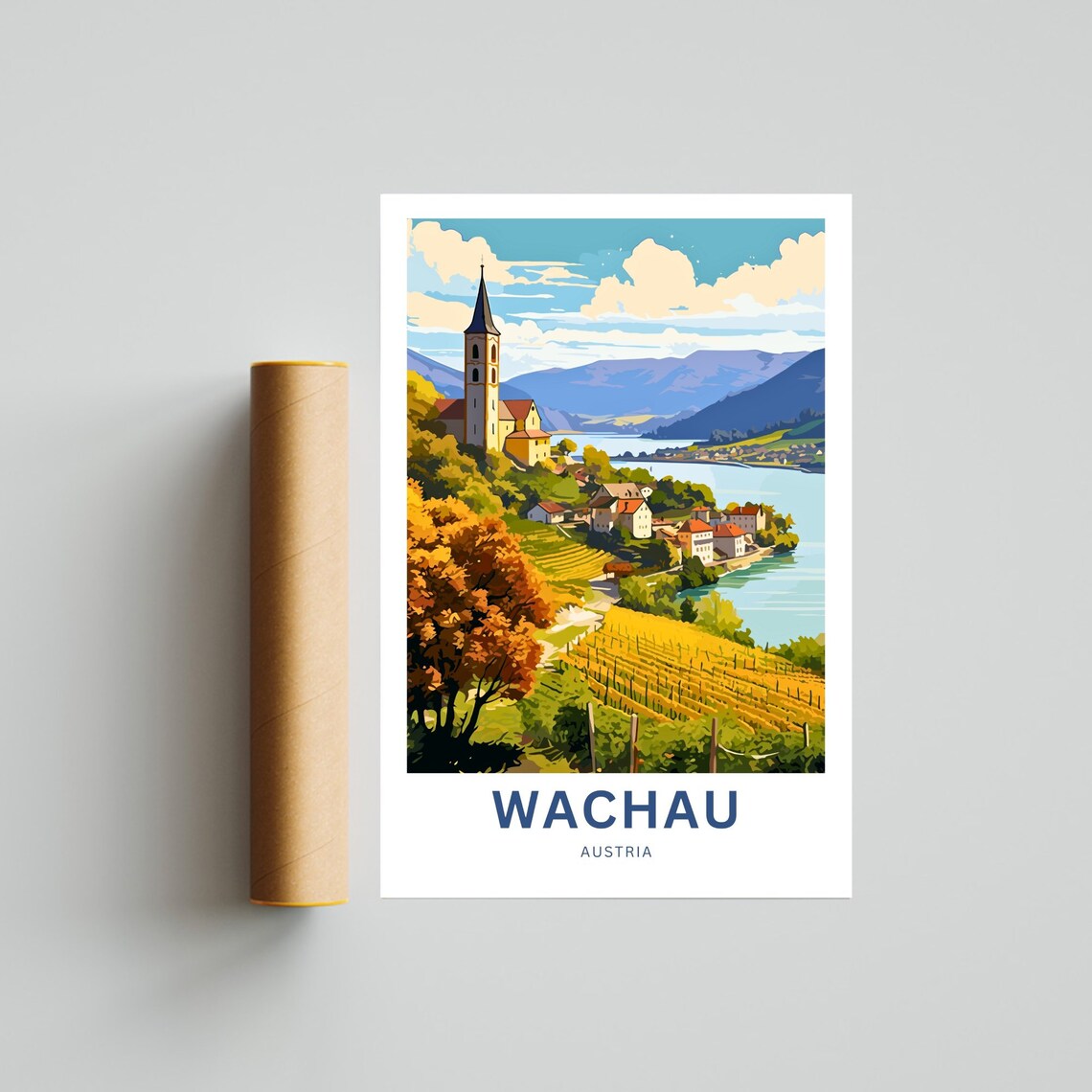 Wachau Austria Danube Vineyards Riverside Church Travel Poster - Image 4