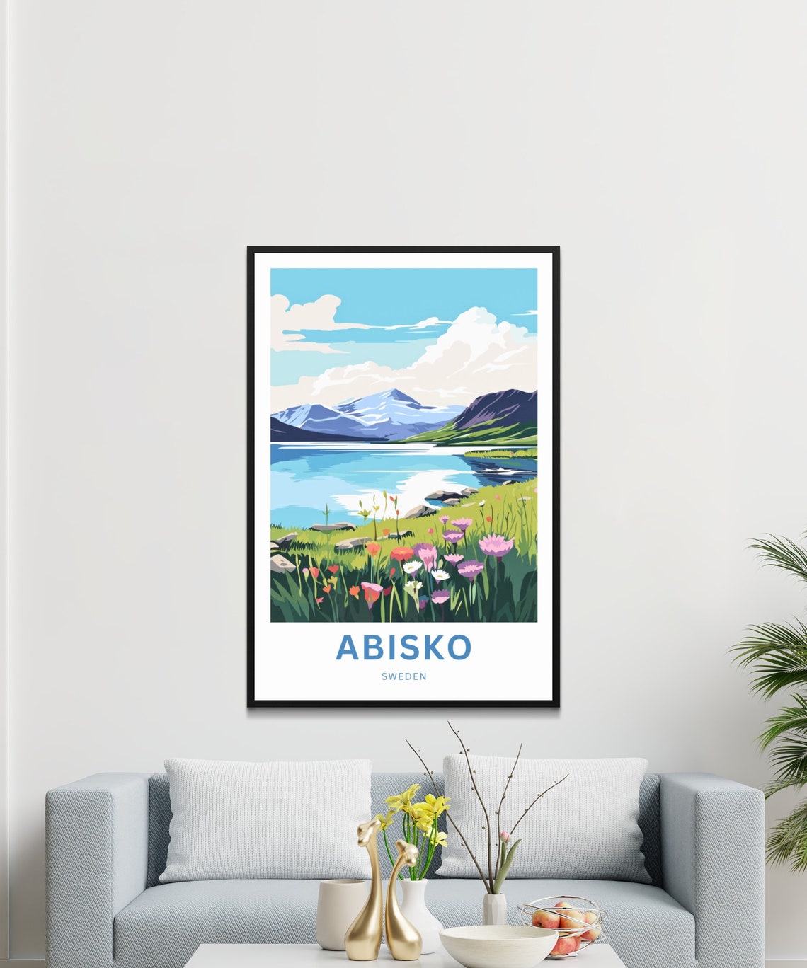 Abisko Sweden Wildflower Meadow Summer Mountain Lake Scene Poster - Image 3