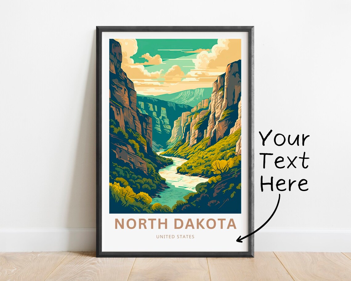 North Dakota Personalized River Canyon Gorge United States Poster