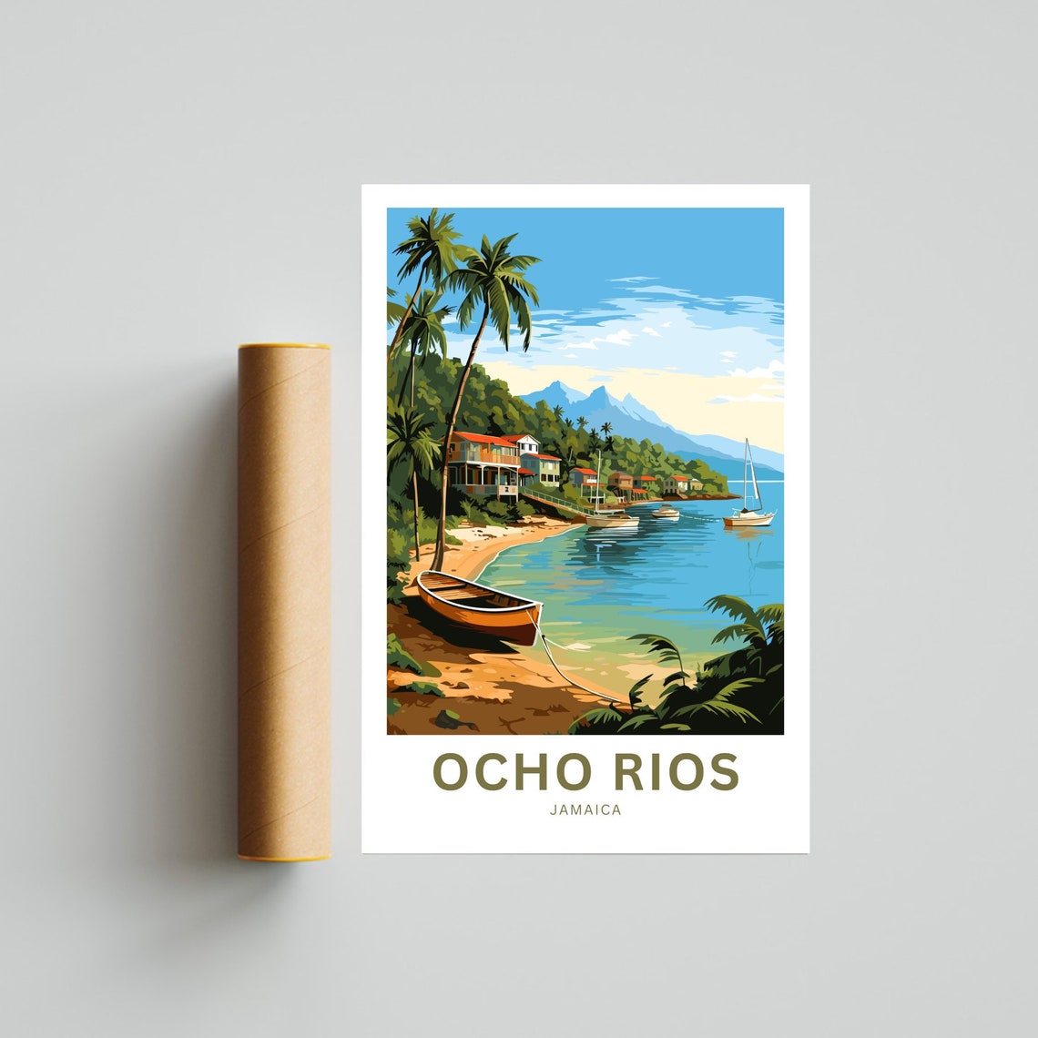 Ocho Rios Jamaica Custom Name Palm Beach Tropical Cove Poster - Image 4
