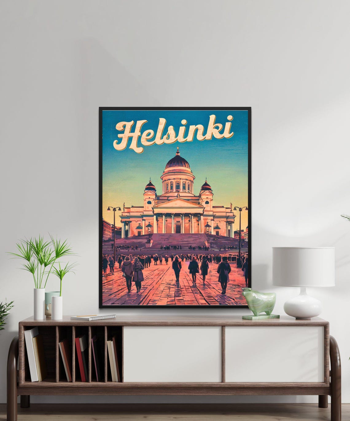 Helsinki Finland Cathedral Sunset Square Vintage Travel Poster - Image 4