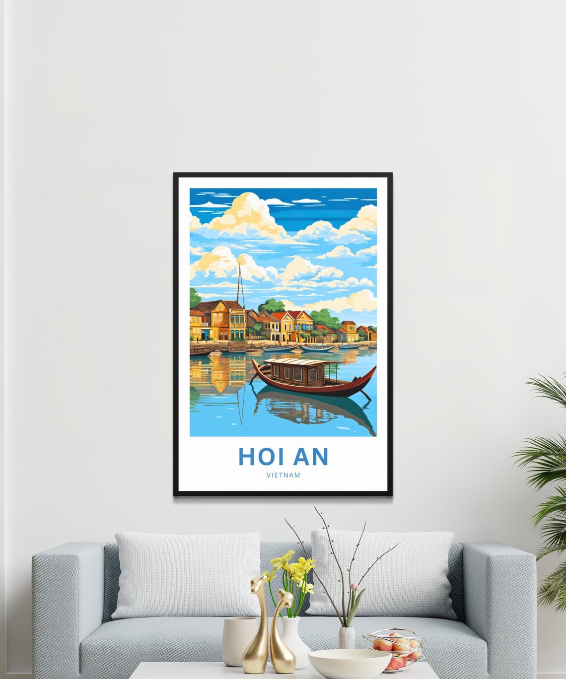 Hoi An Vietnam Covered Boat Old Town Personalized Travel Poster - Image 3