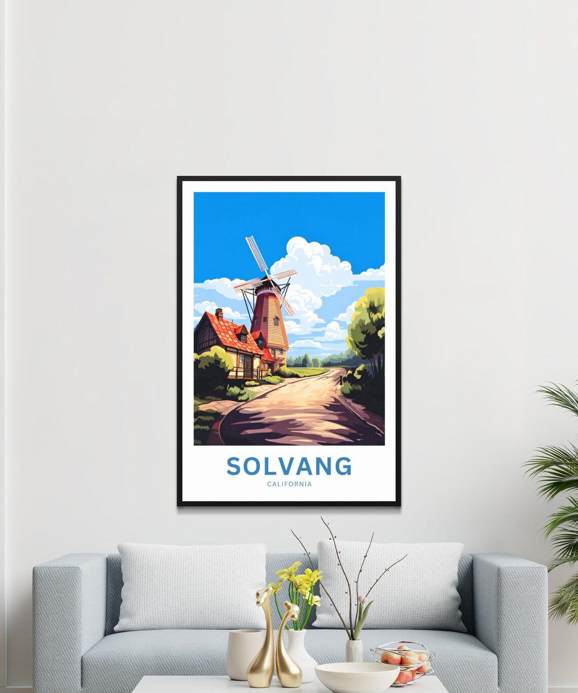 Solvang California Scenic Countryside Windmill Travel Poster - Image 3