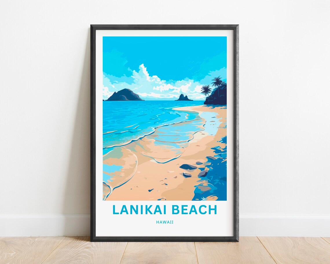 Lanikai Beach Hawaii White Sand Twin Offshore Islets Travel Poster