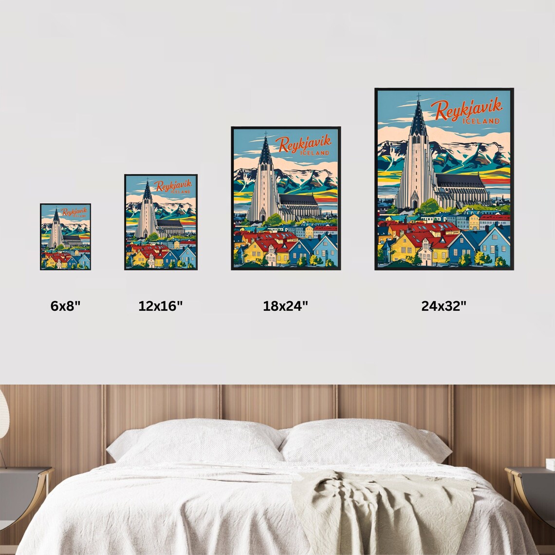 Reykjavik Iceland Vintage Hallgrimskirkja Retro Travel Poster - Image 3