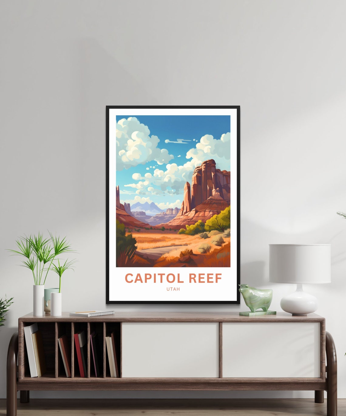 Capitol Reef Utah Red Rock Cliffs Golden Desert Travel Poster - Image 2