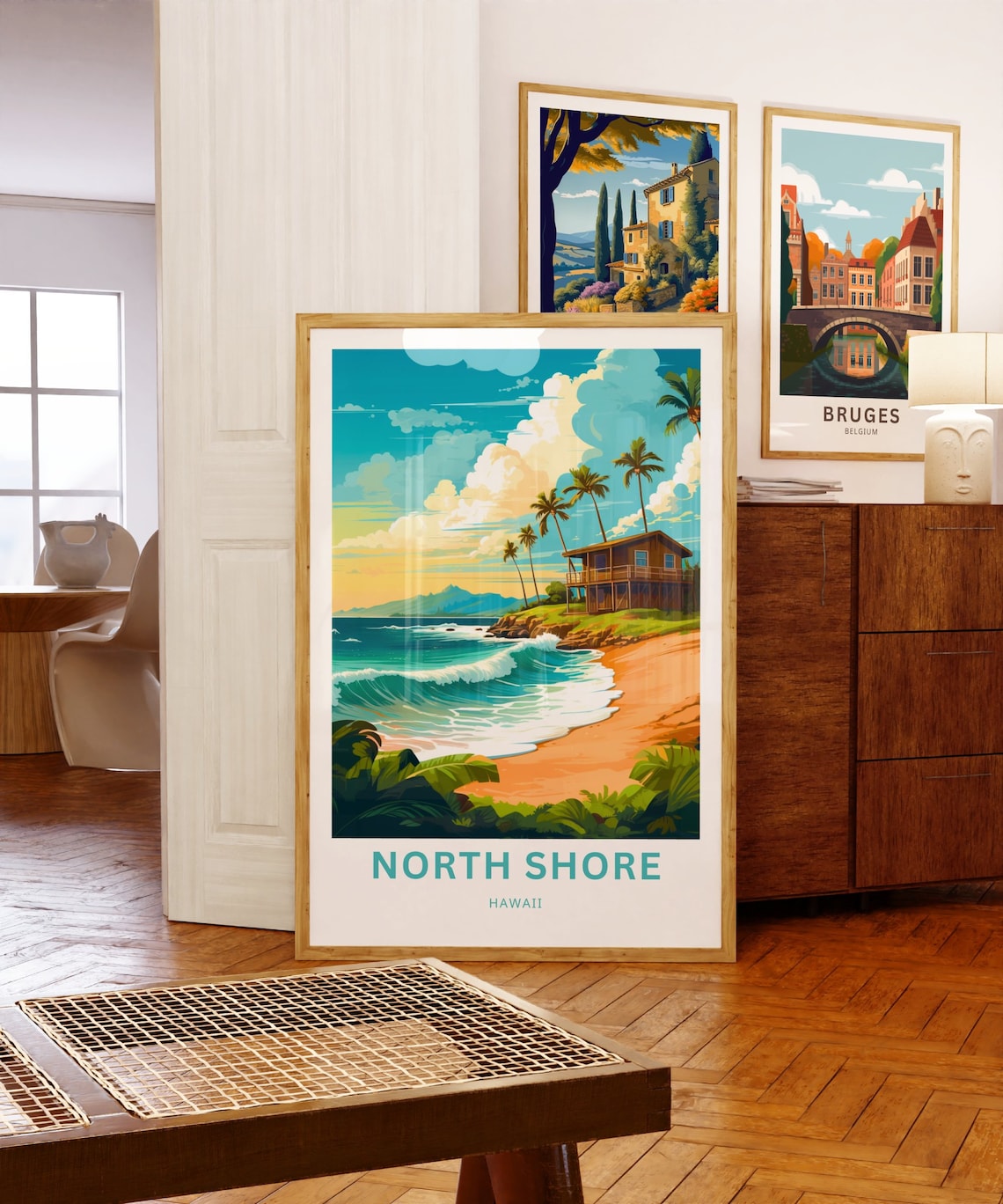 North Shore Hawaii Surf Beach House Ocean Waves Scenic Travel Poster - Image 5