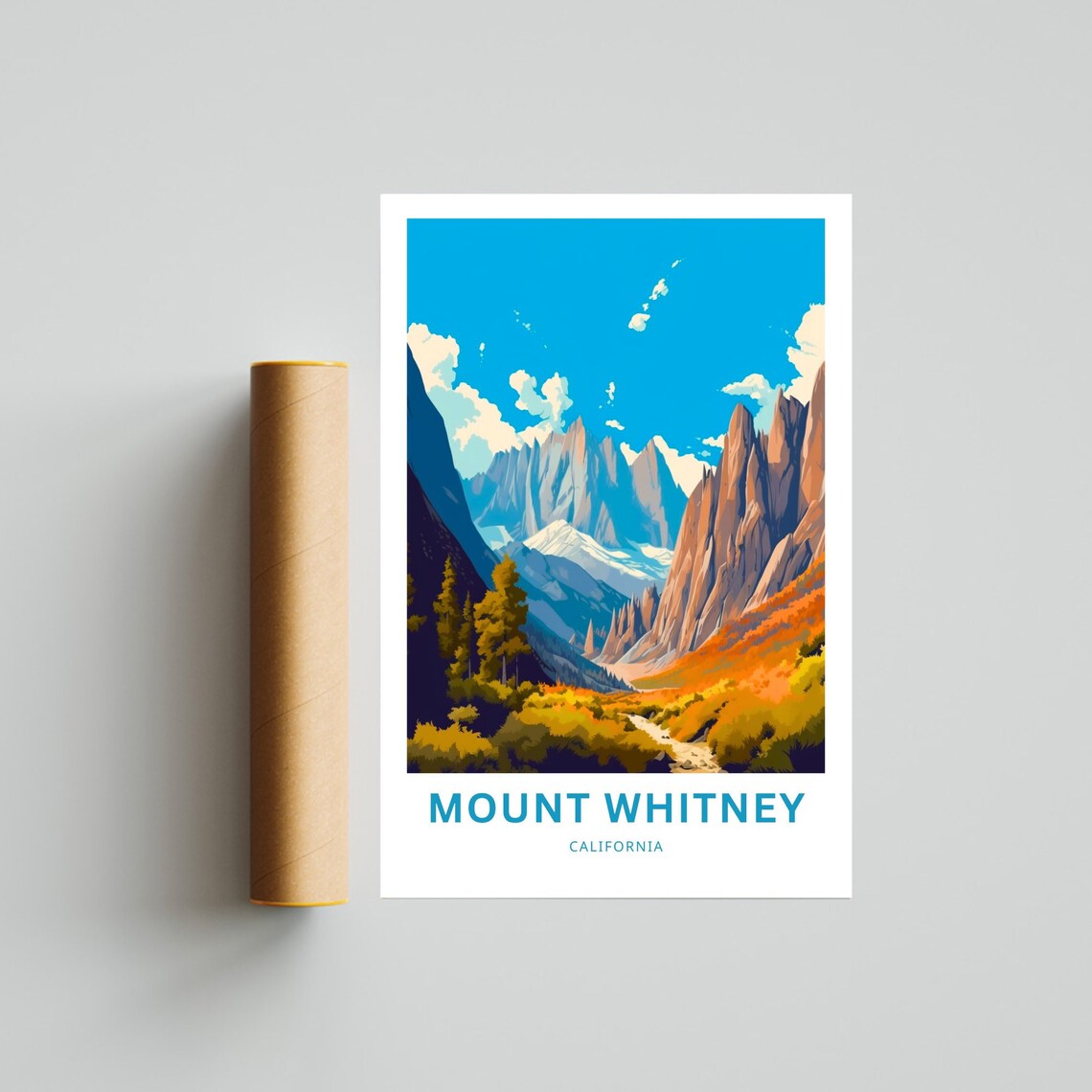 Mount Whitney California Alpine Peaks Golden Autumn Trail Poster - Image 4
