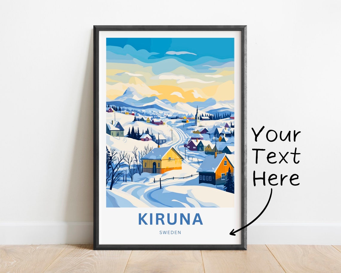 Kiruna Sweden Snowy Village Valley Sunset Personalized Poster