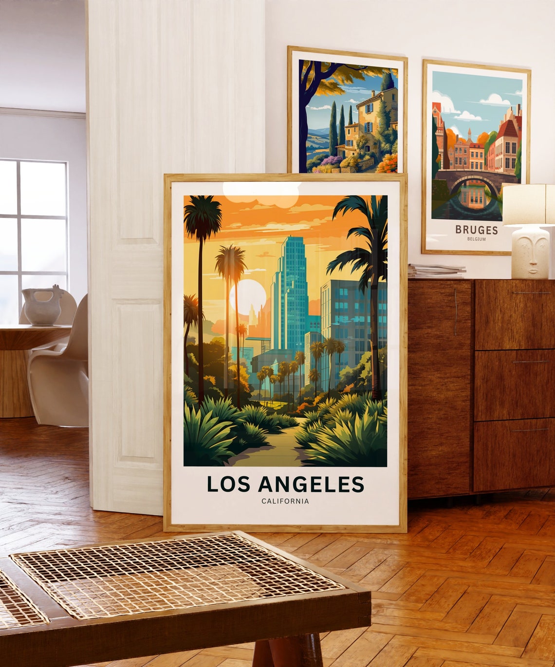 Personalized Los Angeles Downtown Skyline Golden Glow Poster - Image 5