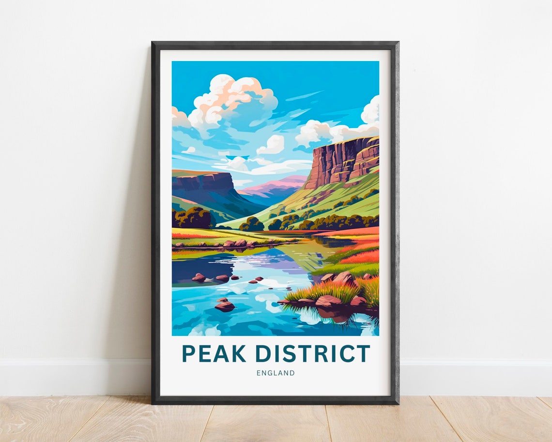 Peak District England River Valley Cliffs Countryside Poster