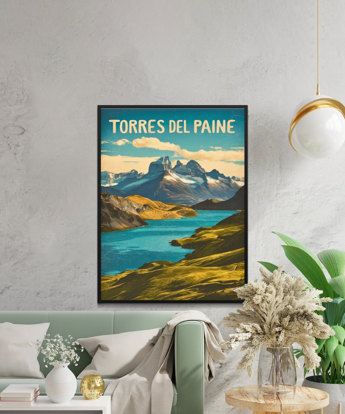 Torres Del Paine Patagonia Mountains Lake Vintage Travel Poster - Image 2