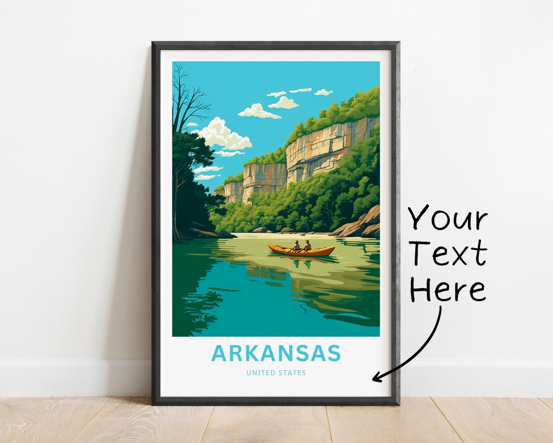 Personalized Arkansas River Bluffs Kayak Custom Travel Poster