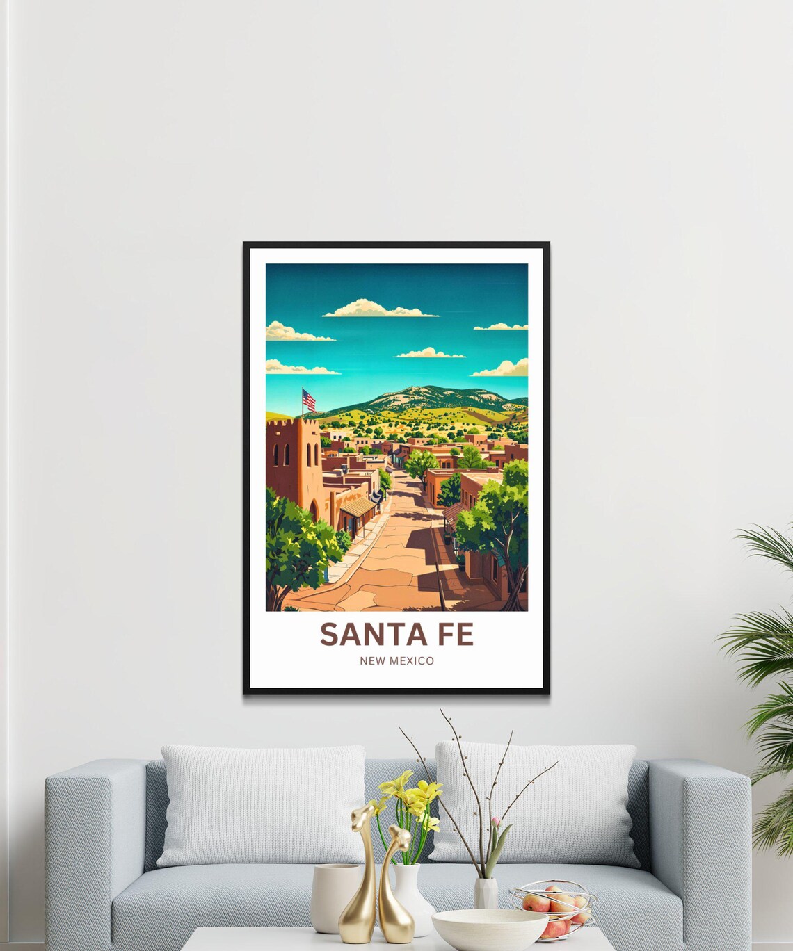 Santa Fe New Mexico Adobe Old Town Street Desert Travel Poster - Image 3