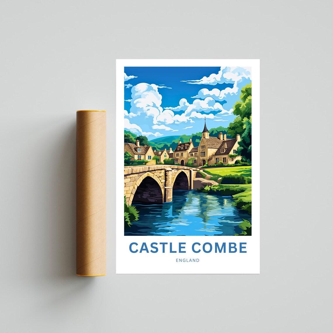 Castle Combe England Stone Bridge Village Personalized Art Poster - Image 4
